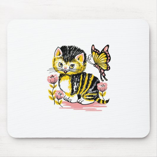 蝶と子猫 マウスパッド (正面)