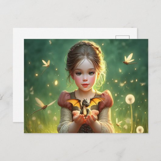 蝶と小さなドラゴンキーパー ポストカード (正面/裏面)