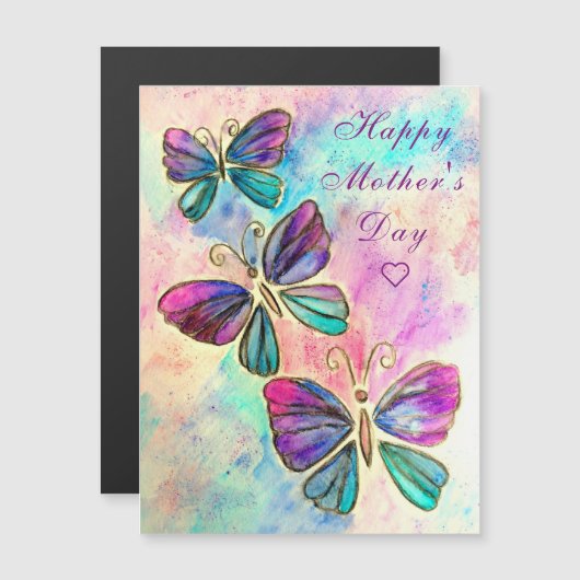 蝶と幸せな母の日のカード (正面/裏面)