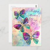 蝶と幸せな母の日のカード ポストカード (正面/裏面)
