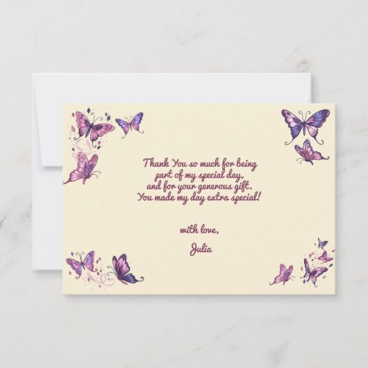 蝶と庭の誕生日パーティー サンキューカード (正面)