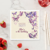 蝶と庭の誕生日パーティー スタンダードランチョンナプキン (インサイチュ)