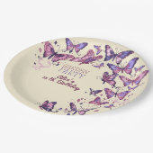 蝶と庭の誕生日パーティー ペーパープレート (アングル)