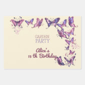 蝶と庭の誕生日パーティー ラッピングペーパーシート (正面)