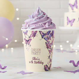 蝶と庭の誕生日パーティー 紙コップ