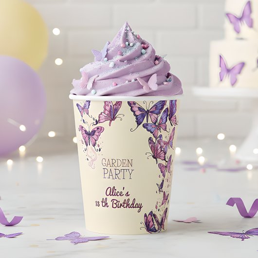 蝶と庭の誕生日パーティー 紙コップ