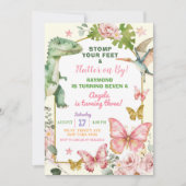 蝶と恐竜の共同兄弟誕生日 招待状 (正面)