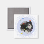 蝶と戯れるポメラニアン マグネット (正面/裏面)