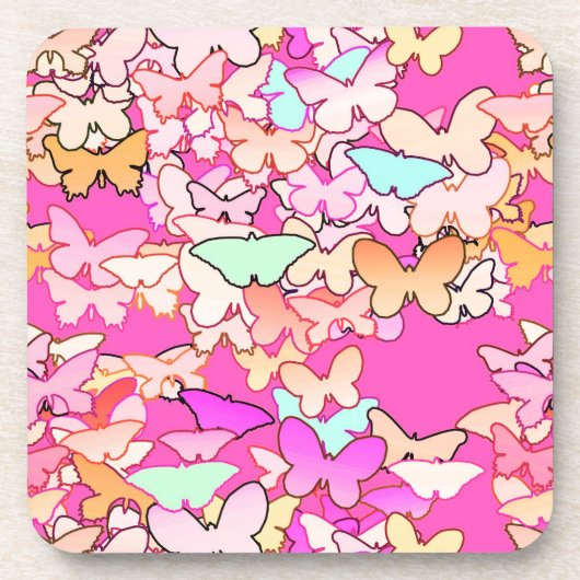 蝶と数々の深いピンク コースター (正面)