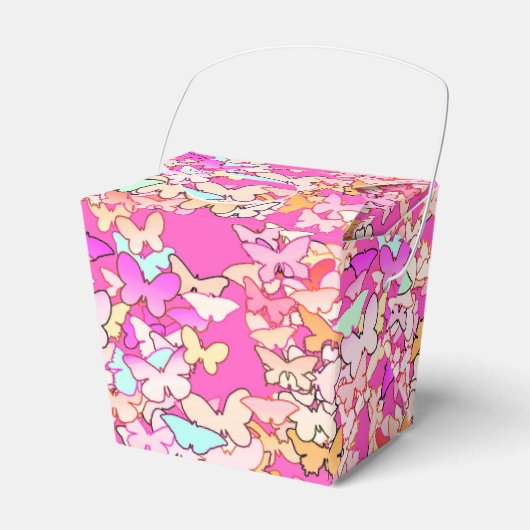 蝶と数々の深いピンク フェイバーボックス (正面サイド)