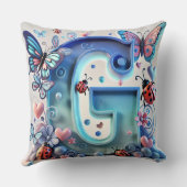 蝶と明るい3D文字G、ラディバグ クッション (裏面)