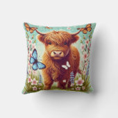 蝶と春の花のハイランド牛 クッション (裏面)