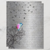 蝶と書道 (正面/裏面)