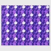 蝶と月並み – 薄紫、ダークブルー ラッピングペーパー (フラット)