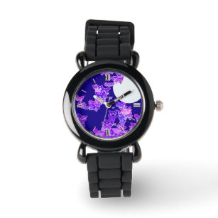 蝶と月並み – 薄紫、ダークブルー 腕時計