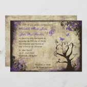 蝶と木のヴィンテージ結婚式招待状 招待状 (正面/裏面)