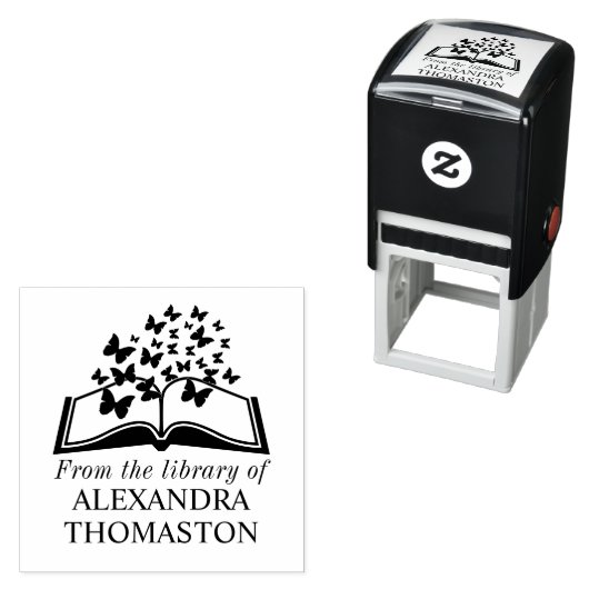 蝶と本"のライブラリから"名前 セルフインキングスタンプ (インサイチュ)