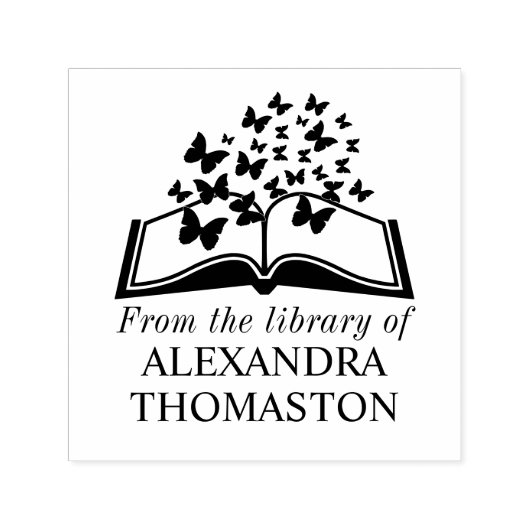 蝶と本"のライブラリから"名前 セルフインキングスタンプ (デザイン)