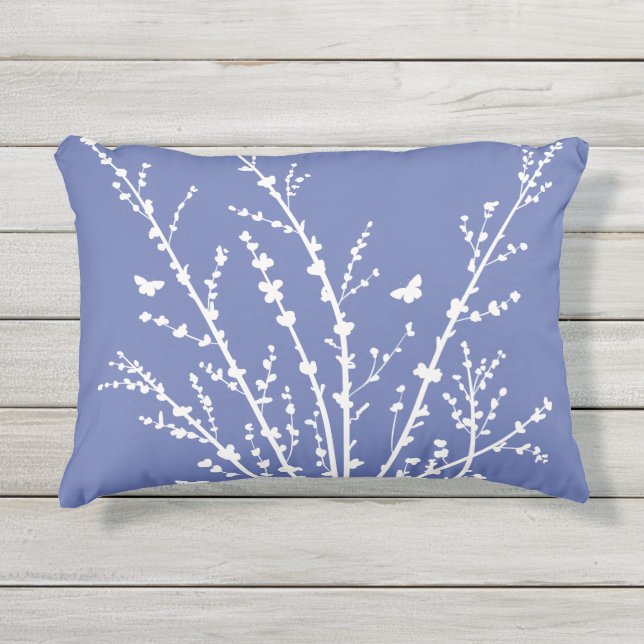 蝶と枝のカスタム色 アウトドアクッション (正面)
