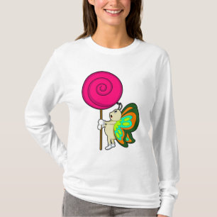 蝶と棒つきキャンデー Tシャツ
