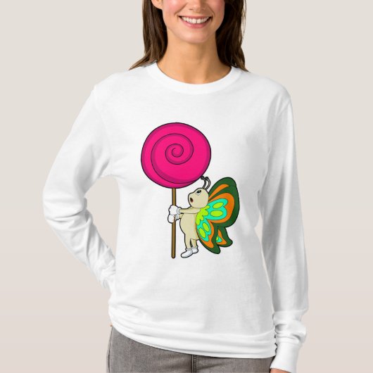蝶と棒つきキャンデー Tシャツ (正面)