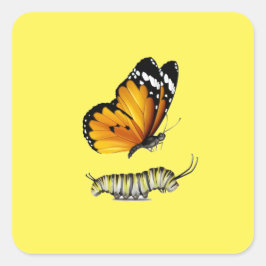 蝶と毛虫 スクエアシール