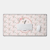 蝶と水エレガント色ピンクのバラ デスクマット (キーボード&マウス)