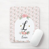 蝶と水エレガント色ピンクのバラ マウスパッド (マウス)