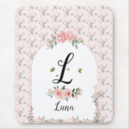 蝶と水エレガント色ピンクのバラ マウスパッド