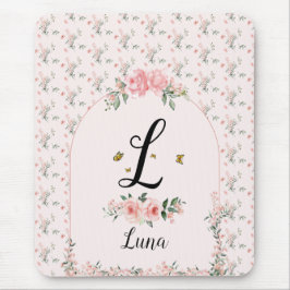 蝶と水エレガント色ピンクのバラ マウスパッド