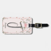 蝶と水エレガント色ピンクのバラ ラゲッジタグ (正面横)