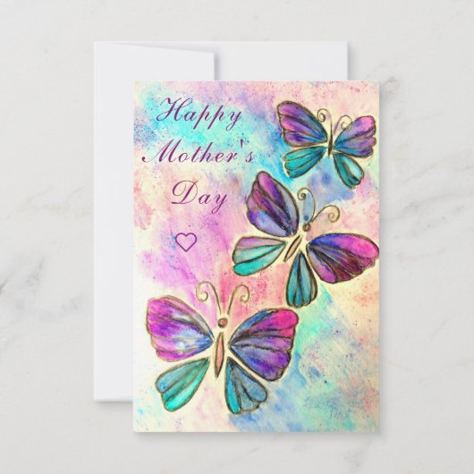 蝶と水彩母のデイカード カード (裏面)