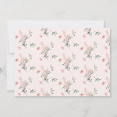 蝶と水色ピンクのバラ赤ちゃんシャワー 招待状 (裏面)