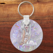 「蝶と泡：白」キーチェーン キーホルダー (正面)