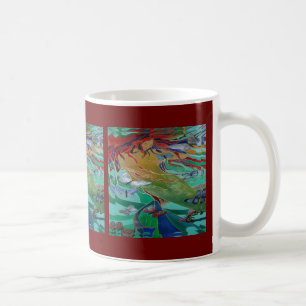 蝶と泳ぐ人魚のファンタジー コーヒーマグカップ
