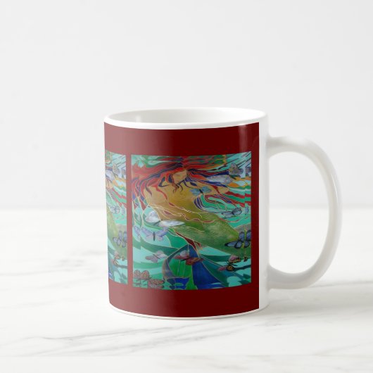 蝶と泳ぐ人魚のファンタジー コーヒーマグカップ (右)