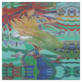 蝶と泳ぐ人魚のファンタジー ファブリック (クローズアップ)