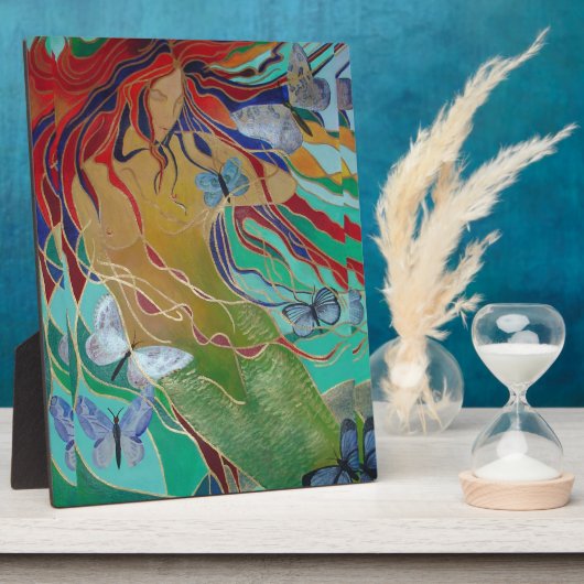 蝶と泳ぐ人魚のファンタジー フォトプラーク (側面)