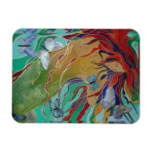 蝶と泳ぐ人魚のファンタジー マグネット (横)