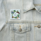 蝶と熱帯葉の水色 名札 (インサイチュ)