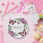 蝶と牡丹ガールズ1st.誕生日パーティー ペーパープレート (パーティー)