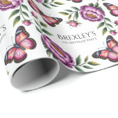 蝶と牡丹ガールズ1st.誕生日パーティー ラッピングペーパー (ロールコーナー)