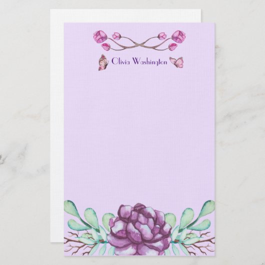 蝶と牡丹 便箋 (正面/裏面)