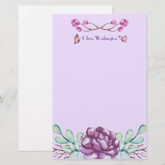 蝶と牡丹 便箋 (正面/裏面)