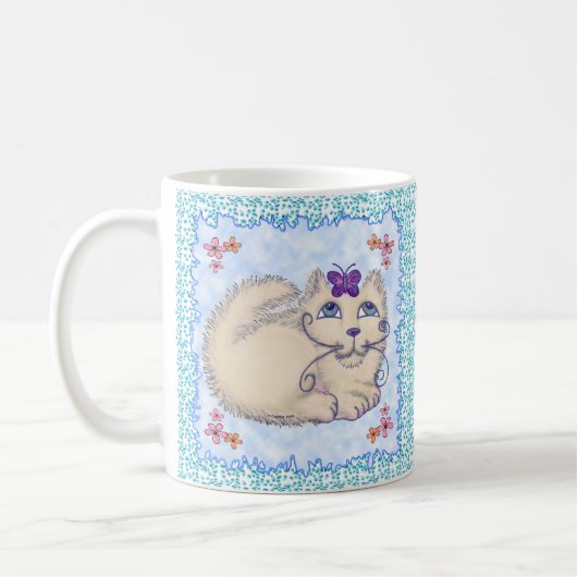 蝶と猫のマグカップ コーヒーマグカップ (左)