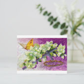 蝶と白の花の復活祭の挨拶 シーズンポストカード (スタンド正面)