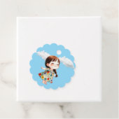 蝶と笑顔の女の子ギフトラベル フェイバータグ (インサイチュ)