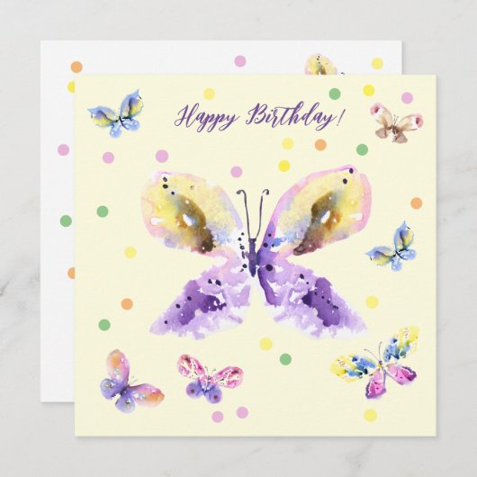 蝶と紙吹雪ダンス。芸術を創れ！ カード (正面/裏面)