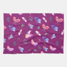 蝶と紫のキッチンタオル キッチンタオル