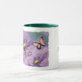 蝶と紫の花のマグカップ マグカップ (中央)